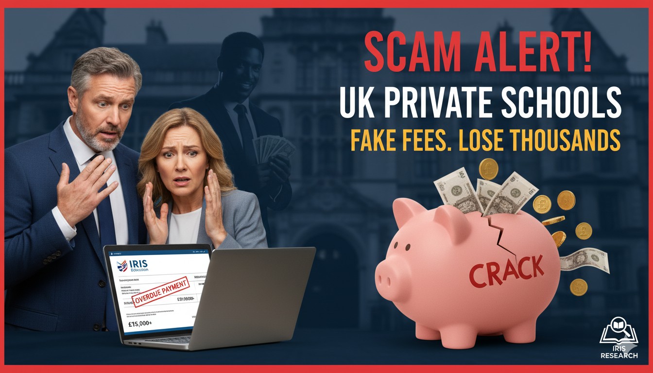 Illustration of fraudulent email scam targeting private school fees