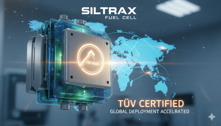 Siltrax G-100 fuel cell stack with TÜV certification badge