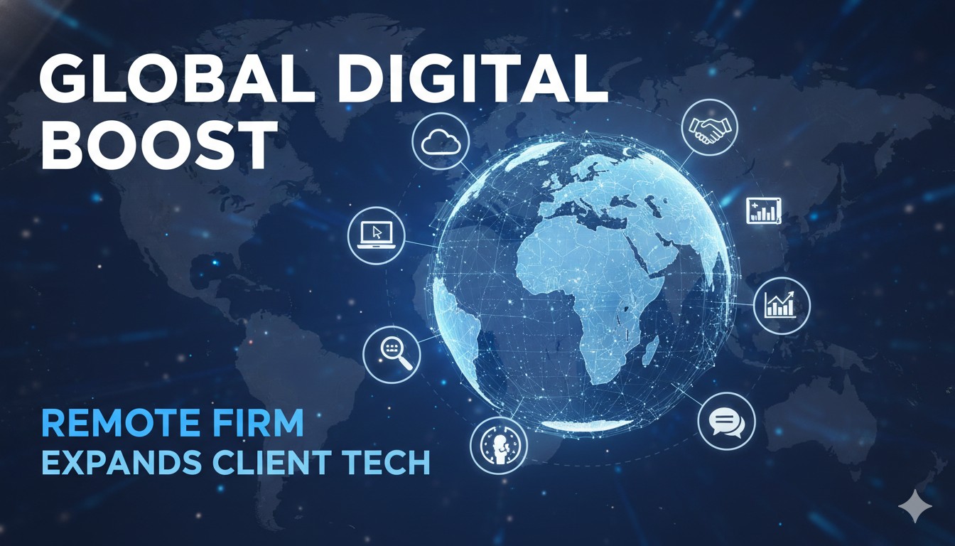 A digital globe connected by virtual networks representing global professional services expansion