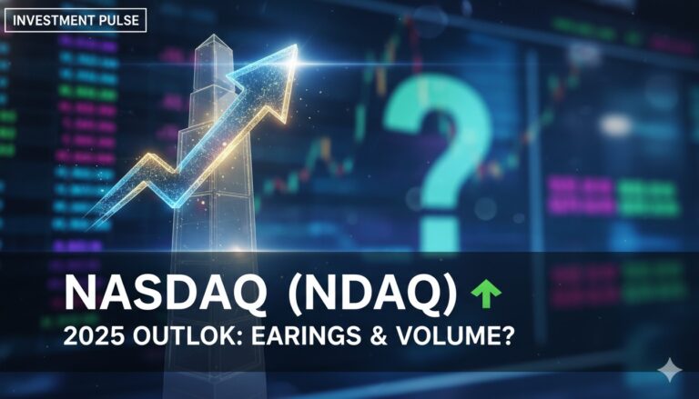 Line chart displaying Nasdaq stock price trends and key valuation metrics over the past year