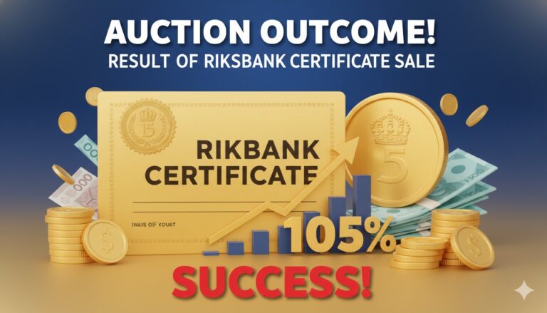 Alt Text for featured image : Graph showing recent Riksbank certificate auction volumes and bid amounts with February 2026 results highlighted