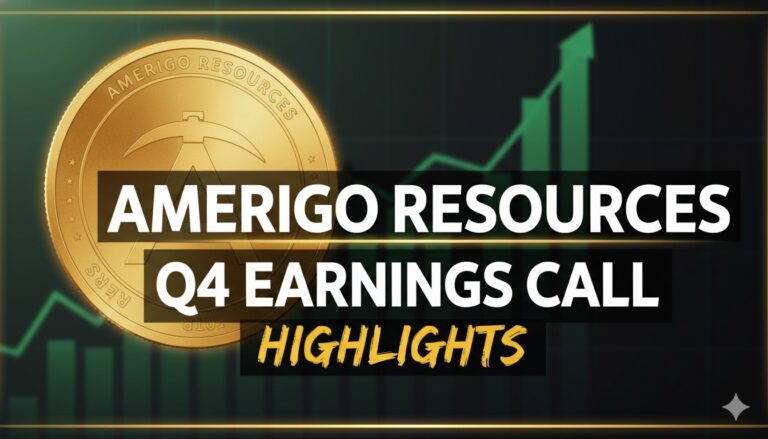 Chart showing Amerigo Resources' key financial metrics from 2025 earnings including revenue growth, EBITDA increase, and copper production figures.